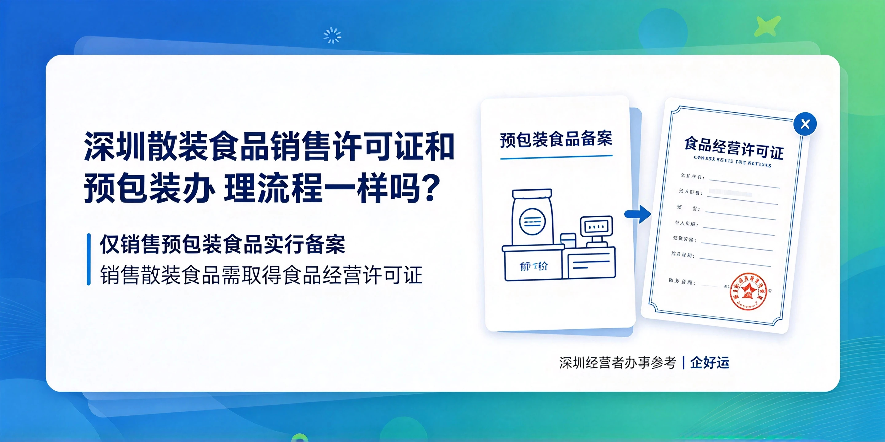【企好运】深圳散装食品销售许可证和预包装食品备案办理流程一样吗？一文说清区别与代办(图1)